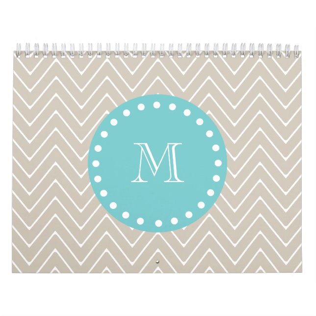 Beige Monogram för kricka för sparremönster | Kalender (Omslag)