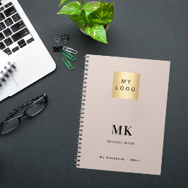 Beige monogram initialer business logotyp anteckningsbok