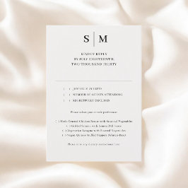 Beige Monogram Klassiskt Bröllop RSVP OSA Kort