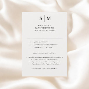 Beige Monogram Klassiskt Bröllop RSVP OSA Kort