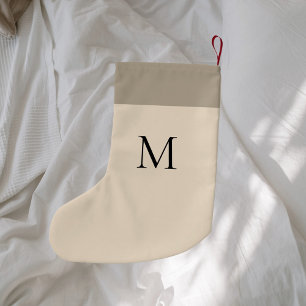 Beige monogram modern minimalist liten julstrumpa