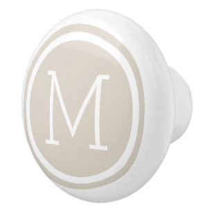 Beige Monogram Personlig Drawer Knob Knopp