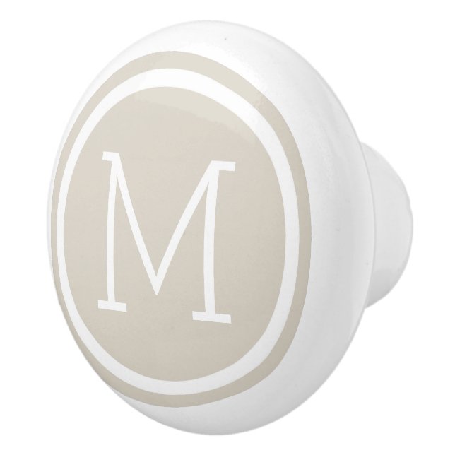 Beige Monogram Personlig Drawer Knob Knopp (Höger)