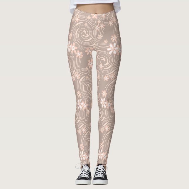 Beige mönster leggings (Framsida)