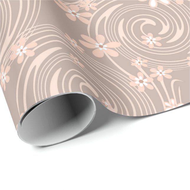 Beige mönster presentpapper (Rullad Hörn)