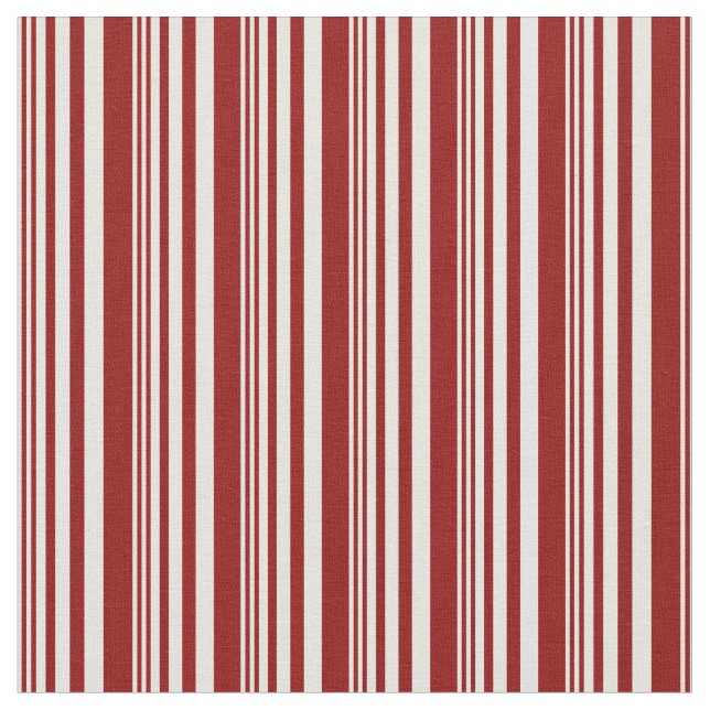 Beige & Mörk Red Färgad Rand/Linjer Mönster Tyg (Närbild)