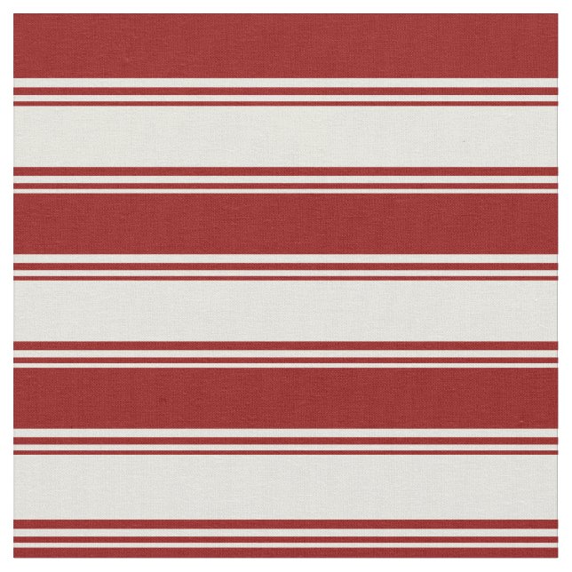 Beige & Mörk Red Färgad Stripe Mönster Tyg (Närbild)