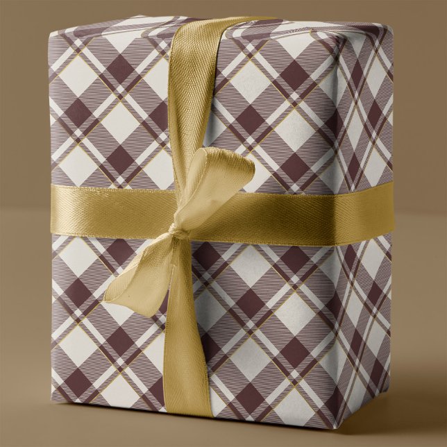 Beige & Mörk Red Tartan Play-jul Presentpapper (Skapare uppladdad)