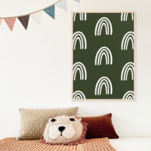 Beige/Mörk Sage Boho Rainbows Nursery Decor Poster