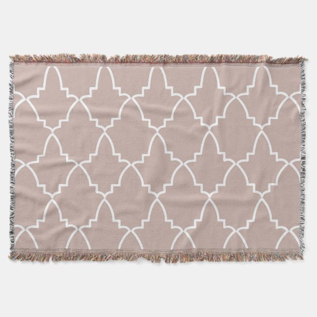 Beige Moroccan Lattice Mönster Filt (Framsidan)
