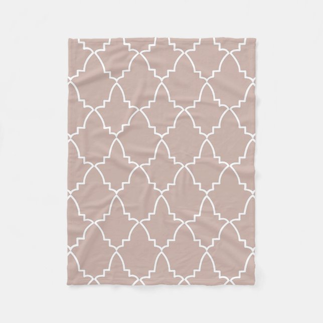 Beige Moroccan Lattice Mönster Fleecefilt (Framsidan)