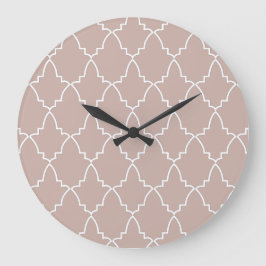 Beige Moroccan Lattice Mönster   Stor Klocka