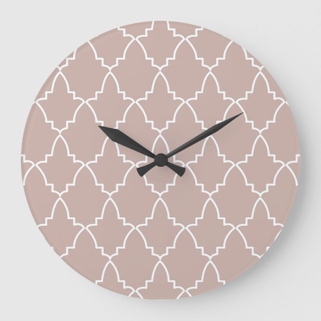 Beige Moroccan Lattice Mönster   Stor Klocka (Framsida)