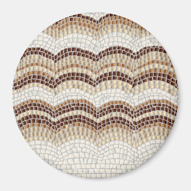 Beige Mosaic Large Round Magnet (Framsidan)