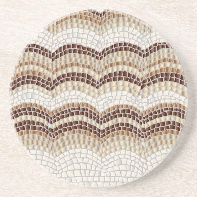 Beige mosaisk sandstendrinkkustfartyg underlägg (Framsidan)