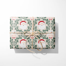 Beige Mr. & Mrs. Claus Christmas Wrapping Paper Presentpapper