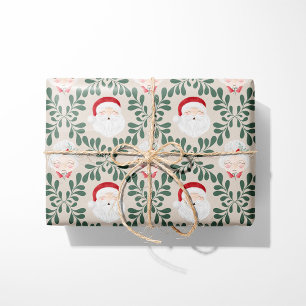 Beige Mr. & Mrs. Claus julpapper