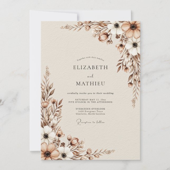 Beige Muted Woodland Wedding Inbjudningar (Framsida)