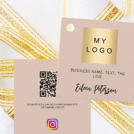 Beige namn logotyp QR Instagram-kodhängare märkre Gåvor Etiketter