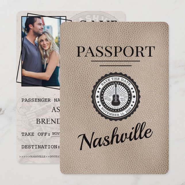 Beige Nashville-pass Spara datum Datumet (Fram/baksida)