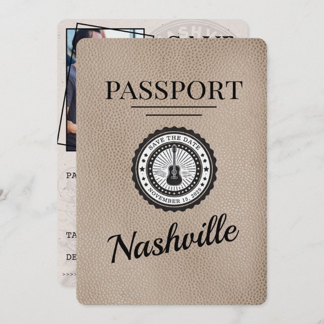 Beige Nashville-pass Spara datum Spara Datumet (Fram/baksida)