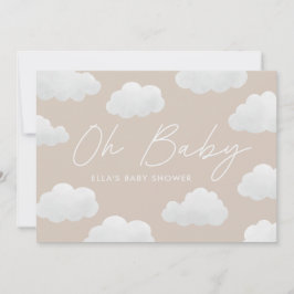 Beige naturlig Oh Baby dusch modern snyggt Inbjudningar