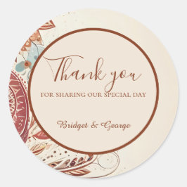 beige Naturlig vintage bröllop Runt Klistermärke