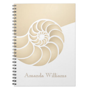Beige Nautilus Snäcka Anpassningsbar Nautical Anteckningsbok Med Spiral