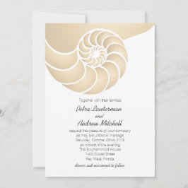 Beige Nautilus Snäcka Beach Wedding Inbjudningar
