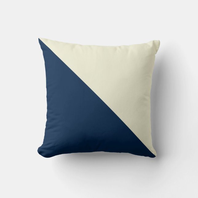 Beige & Navy Blue Diagonal Dekorativ kudde (Framsida)