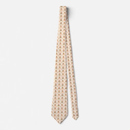 Beige necktie with a small floral pattern slips
