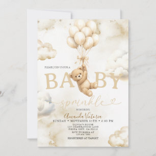 Beige Neutral Björn Moln Ballong Baby Shower Inbjudningar