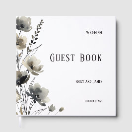 Beige Neutral Floral Wedding Gästböcker