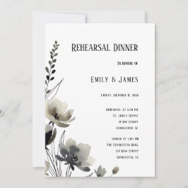 Beige Neutral Floral Wedding Inbjudningar
