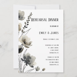 Beige Neutral Floral Wedding Inbjudningar