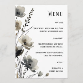 Beige Neutral Floral Wedding Meny