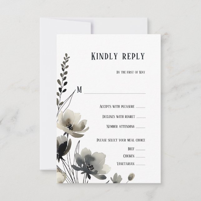 Beige Neutral Floral Wedding OSA Kort (Framsida)