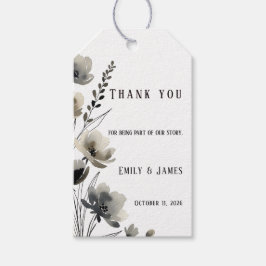 Beige Neutral Floral Wedding Presentetikett