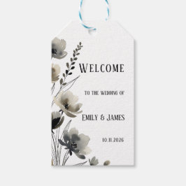Beige Neutral Floral Wedding Presentetikett