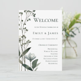 Beige Neutral Floral Wedding Program