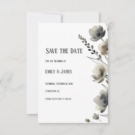 Beige Neutral Floral Wedding Spara Datumet