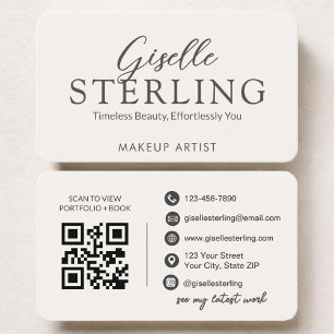 Beige Neutral Sminkartist QR-kod Visitkort
