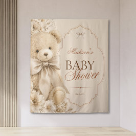 Beige Neutral Teddybjörn Blommig