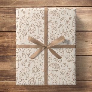 Beige Neutrala Skogs Djur Barn Höst Skog Presentpapper