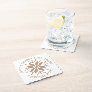 Beige Neutralt Anpassningsbar Text Snowflake Julfe Underlägg Papper