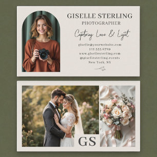 Beige Neutralt Elegant Photo Script Professionell Visitkort