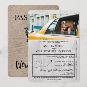 Beige New York City Pass Bröllop Inbjudningar
