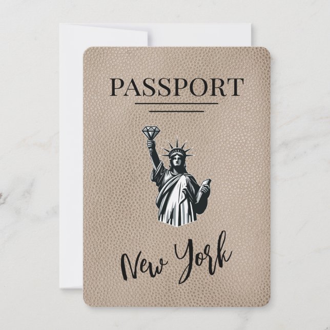 Beige New York City Passport Spara datumet (Framsida)