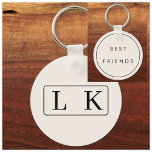 Beige och Black best kompisar Monogrammed Nyckelring<br><div class="desc">En personlig i perfekt med monogrammet nyckelkedja med beige och svart färg. Anpassa den nu om du vill lägga till din första och bästa väns första början.</div>