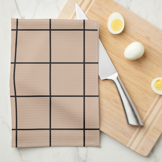 Beige och Black Checkered Kitchen Towels Kökshandduk (Vikt i Fjärdedel)